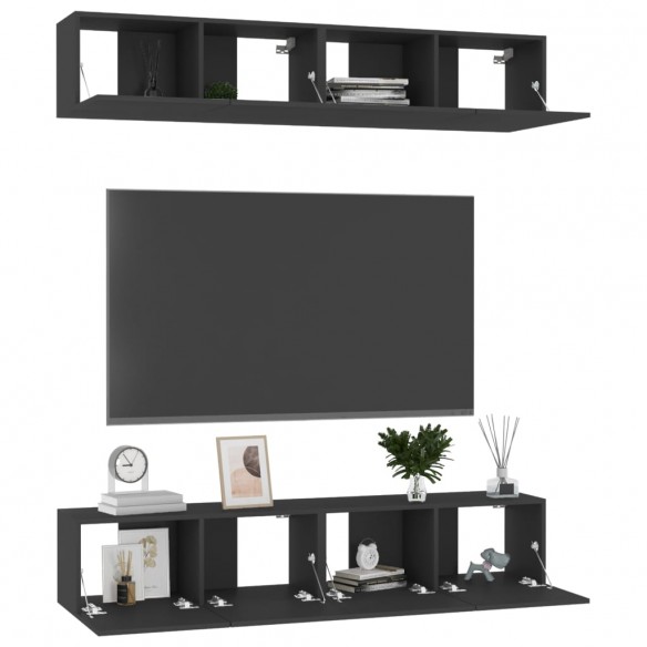 Meubles TV 4 pcs Noir 80x30x30 cm Aggloméré