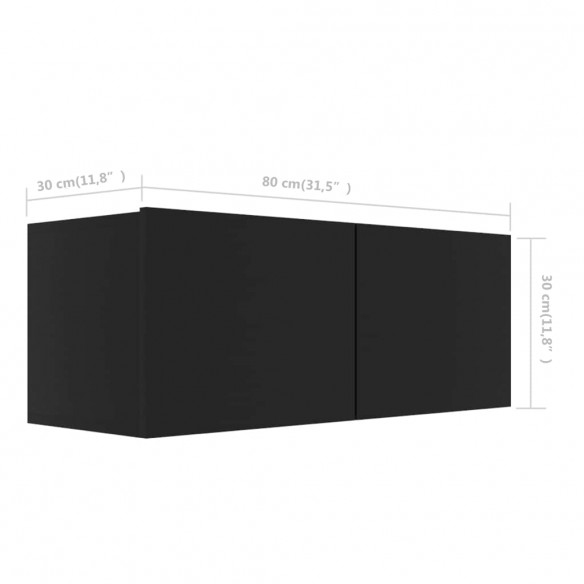 Meubles TV 4 pcs Noir 80x30x30 cm Aggloméré