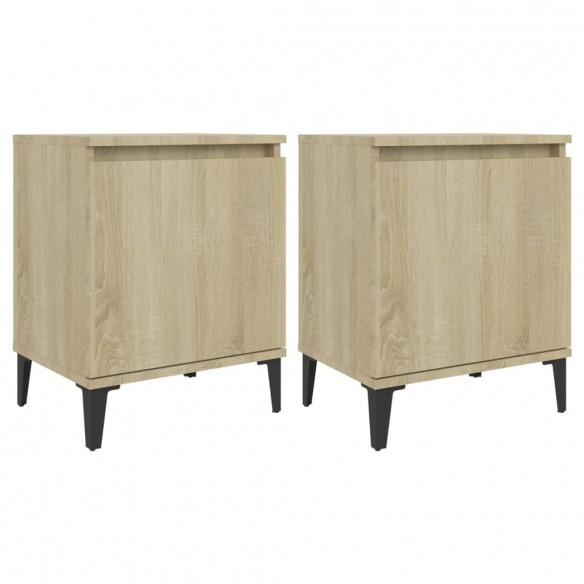 Tables de chevet pieds en métal 2 pcs Chêne sonoma 40x30x50 cm