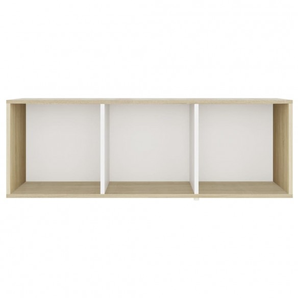 Meuble TV Blanc et chêne sonoma 107x35x37 cm Aggloméré