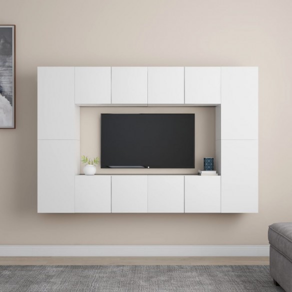 Ensemble de meubles TV 8 pcs Blanc Aggloméré