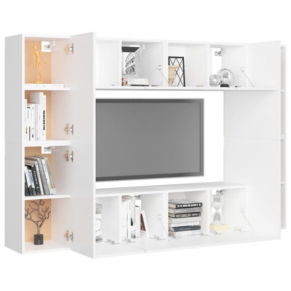 Ensemble de meubles TV 8 pcs Blanc Aggloméré