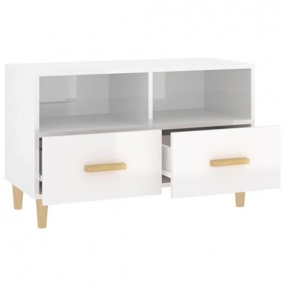 Meuble TV Blanc brillant 80x36x50 cm Bois d'ingénierie