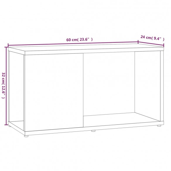 Meuble TV Chêne fumé 60x24x32 cm Bois d'ingénierie