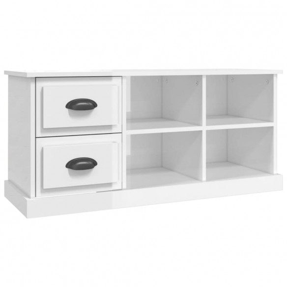 Meuble TV blanc brillant 102x35,5x47,5 cm bois d'ingénierie