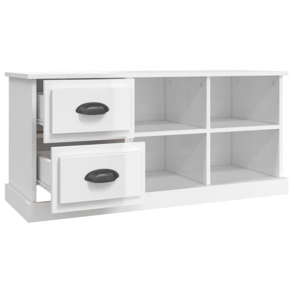 Meuble TV blanc brillant 102x35,5x47,5 cm bois d'ingénierie