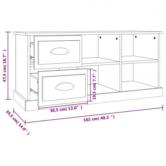 Meuble TV blanc brillant 102x35,5x47,5 cm bois d'ingénierie