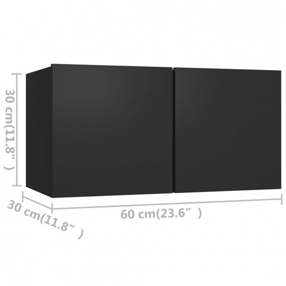 Ensemble de meuble TV 4 pcs Noir Aggloméré