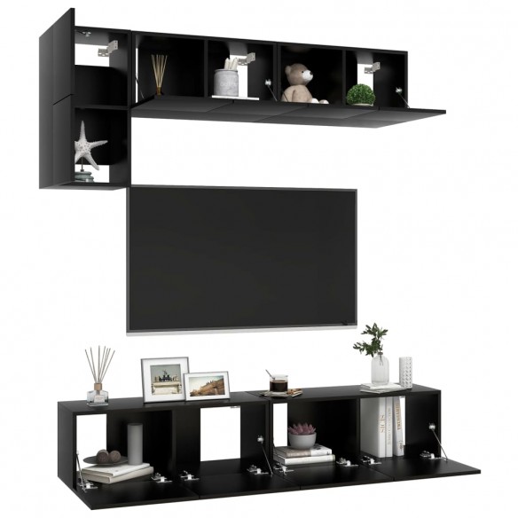 Ensemble de meuble TV 5 pcs Noir Aggloméré