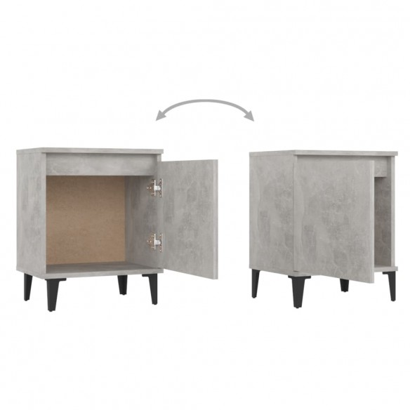 Tables de chevet pieds en métal 2 pcs Gris béton 40x30x50 cm