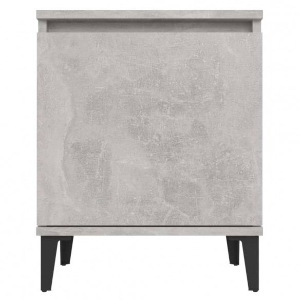 Tables de chevet pieds en métal 2 pcs Gris béton 40x30x50 cm