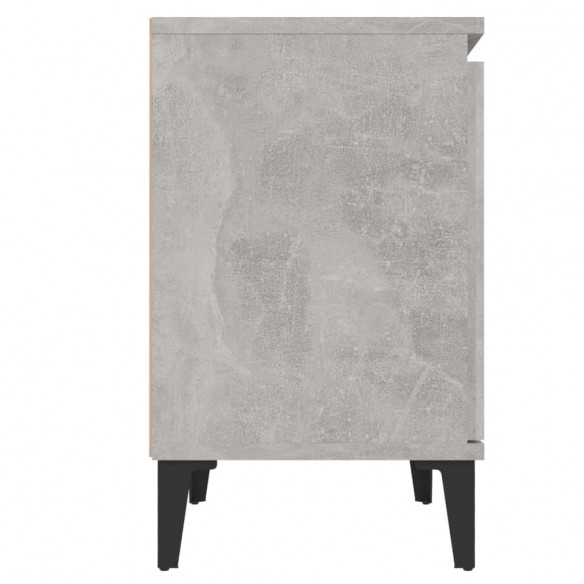 Tables de chevet pieds en métal 2 pcs Gris béton 40x30x50 cm