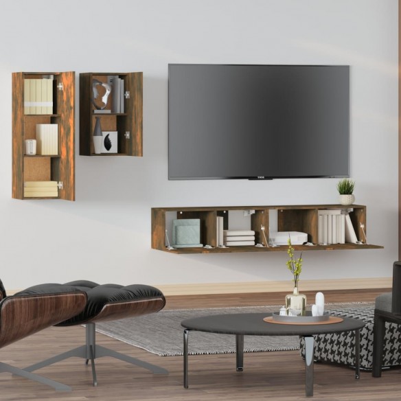 Ensemble de meubles TV 4 pcs Chêne fumé Bois d'ingénierie