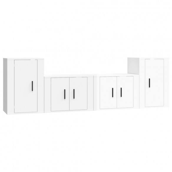 Ensemble de meubles TV 4 pcs Blanc brillant Bois d'ingénierie