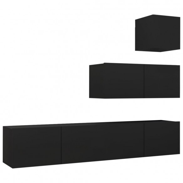 Ensemble de meuble TV 4 pcs Noir Aggloméré