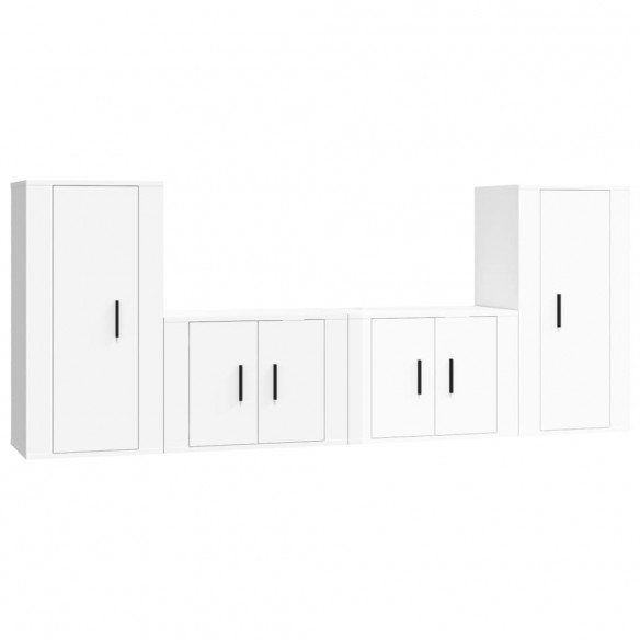 Ensemble de meubles TV 4 pcs Blanc brillant Bois d'ingénierie