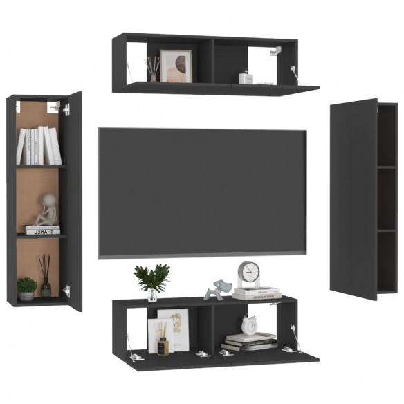 Ensemble de meubles TV 4 pcs Noir Aggloméré