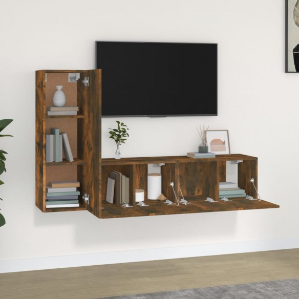 Ensemble de meubles TV 3 pcs Chêne fumé Bois d'ingénierie