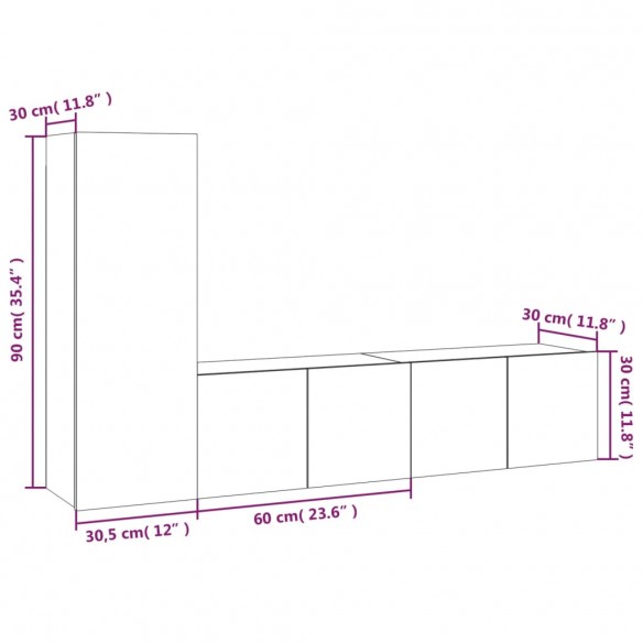 Ensemble de meubles TV 3 pcs Chêne fumé Bois d'ingénierie