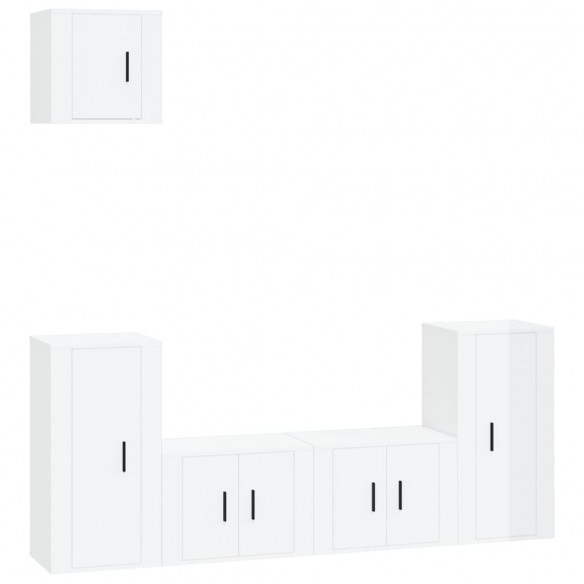 Ensemble de meubles TV 5 pcs Blanc brillant Bois d'ingénierie