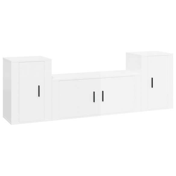 Ensemble de meubles TV 3 pcs Blanc brillant Bois d'ingénierie