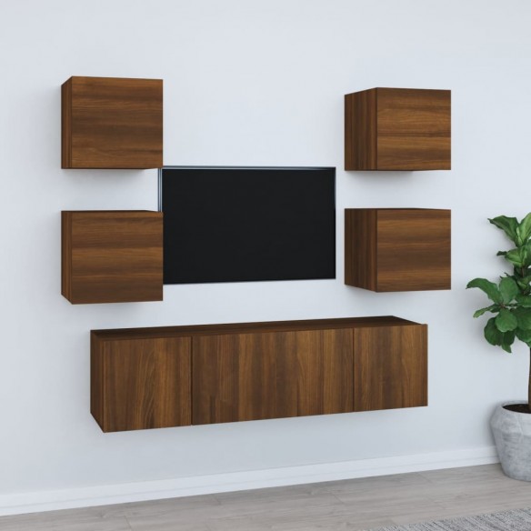 Ensemble de meubles TV 6 pcs Chêne marron Bois d'ingénierie