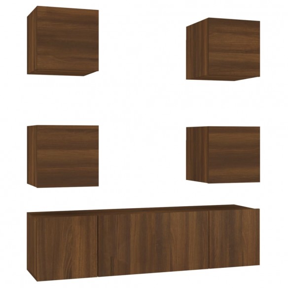 Ensemble de meubles TV 6 pcs Chêne marron Bois d'ingénierie