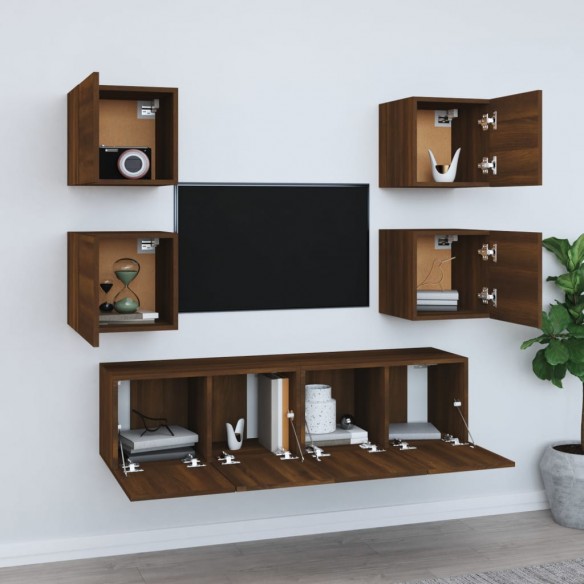 Ensemble de meubles TV 6 pcs Chêne marron Bois d'ingénierie