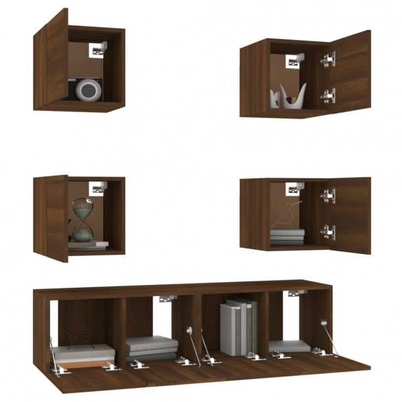 Ensemble de meubles TV 6 pcs Chêne marron Bois d'ingénierie