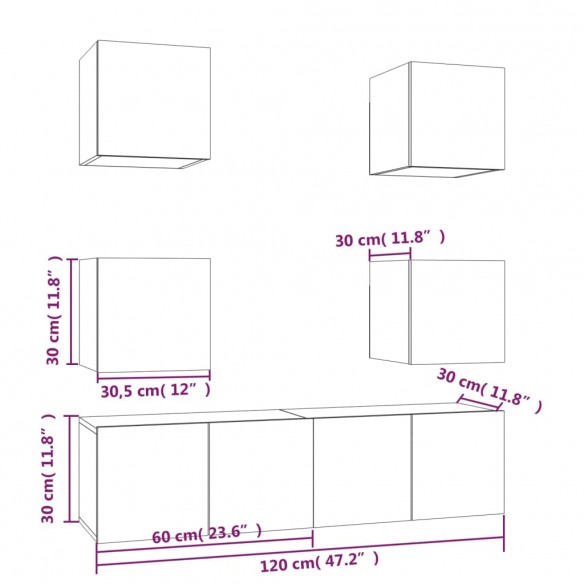 Ensemble de meubles TV 6 pcs Chêne marron Bois d'ingénierie