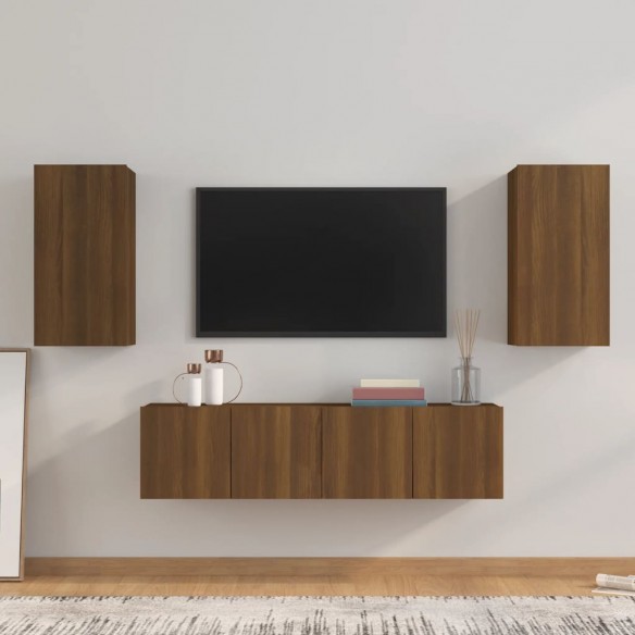 Ensemble de meubles TV 4 pcs Chêne marron Bois d'ingénierie