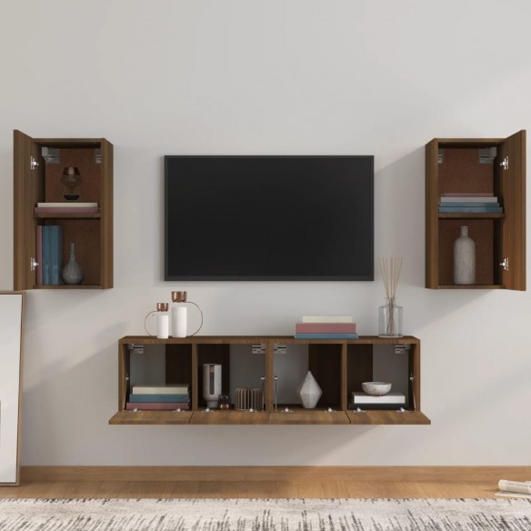 Ensemble de meubles TV 4 pcs Chêne marron Bois d'ingénierie