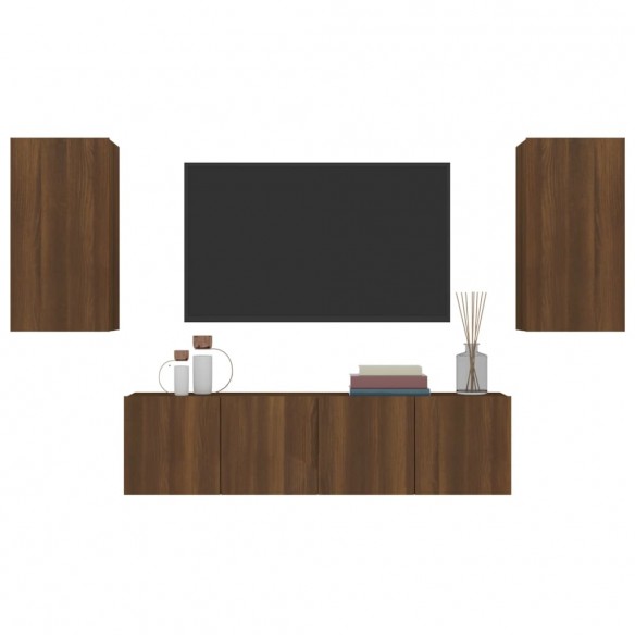 Ensemble de meubles TV 4 pcs Chêne marron Bois d'ingénierie