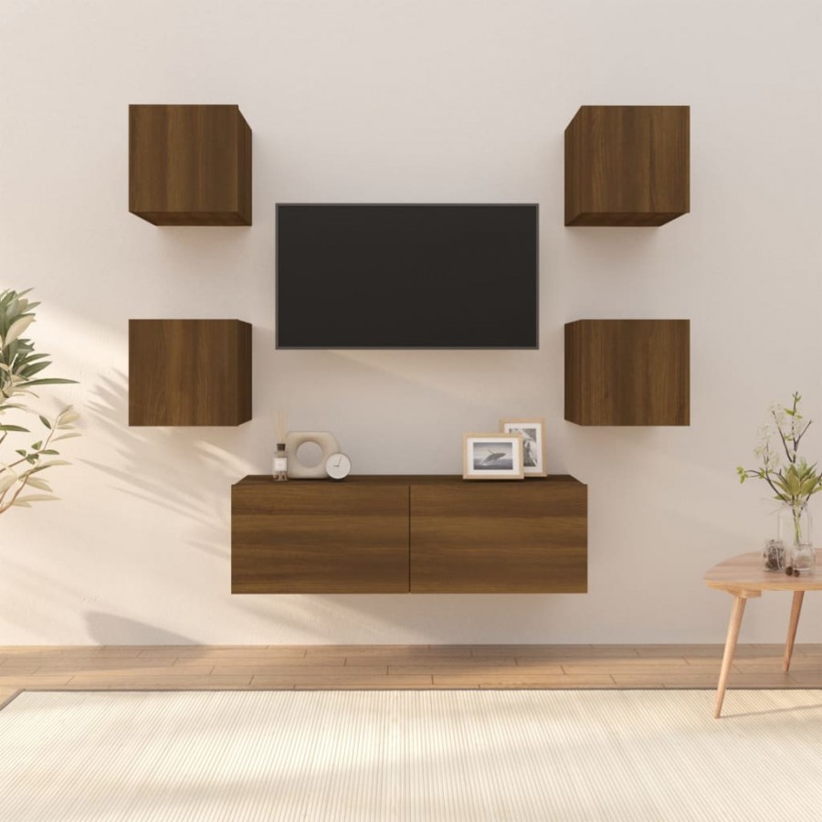 Ensemble de meubles TV muraux Chêne marron Bois d'ingénierie