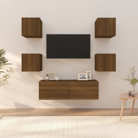 Ensemble de meubles TV muraux Chêne marron Bois d'ingénierie