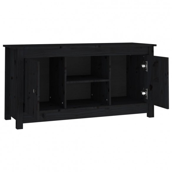 Meuble TV Noir 103x36,5x52 cm Bois de pin massif