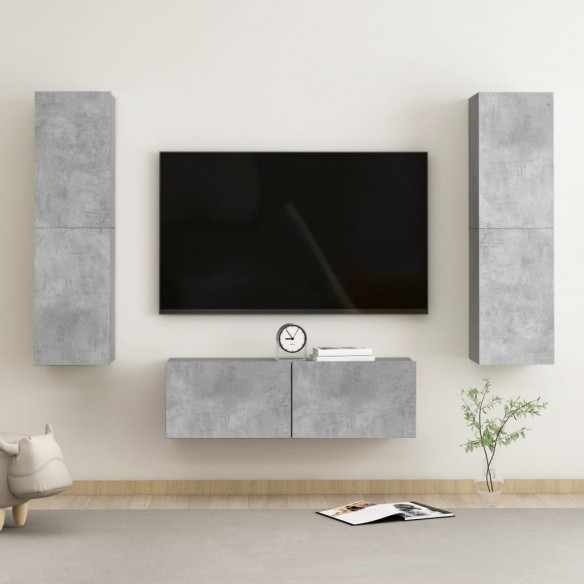 Ensemble de meubles TV 3 pcs Gris béton Aggloméré