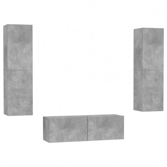 Ensemble de meubles TV 3 pcs Gris béton Aggloméré