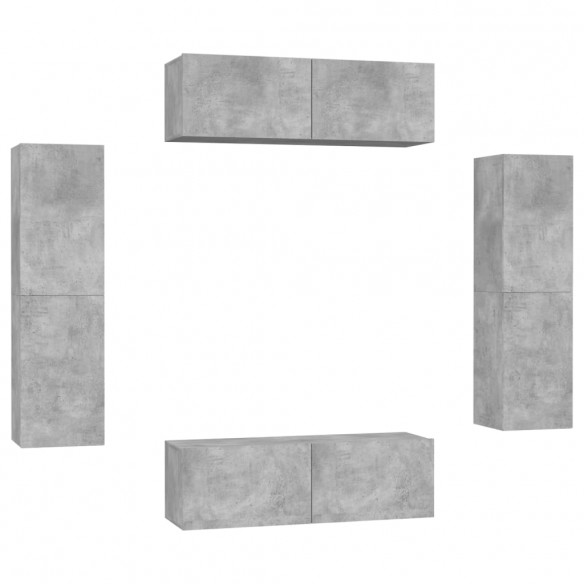 Ensemble de meubles TV 4 pcs Gris béton Aggloméré