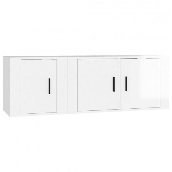 Ensemble de meubles TV 2 pcs blanc brillant bois d'ingénierie