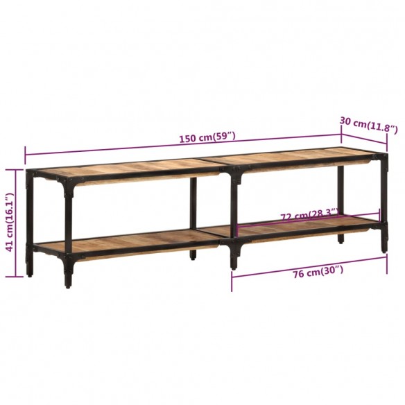 Meuble TV 150x30x41 cm Bois massif de manguier