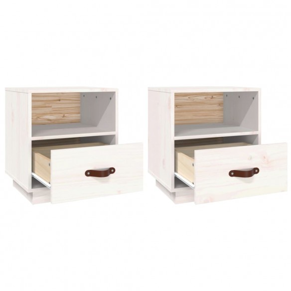 Tables de chevet 2 pcs Blanc 40x34x45 cm Bois de pin massif