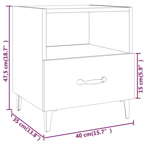 Tables de chevet 2 pcs Noir Bois d'ingénierie