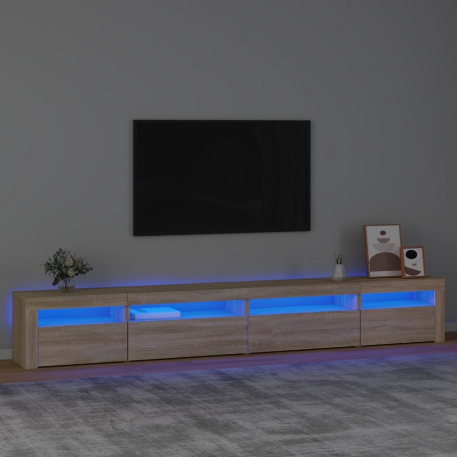 Meuble TV avec lumières LED Chêne sonoma 270x35x40 cm