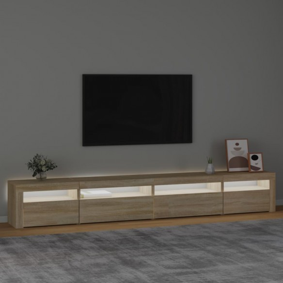 Meuble TV avec lumières LED Chêne sonoma 270x35x40 cm