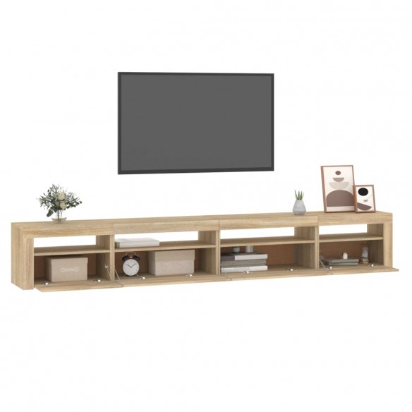 Meuble TV avec lumières LED Chêne sonoma 270x35x40 cm