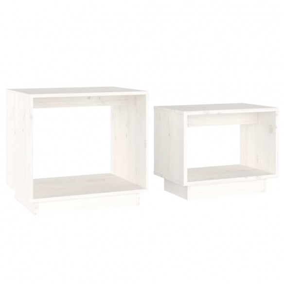 Tables basses gigognes 2 pcs Blanc Bois de pin massif