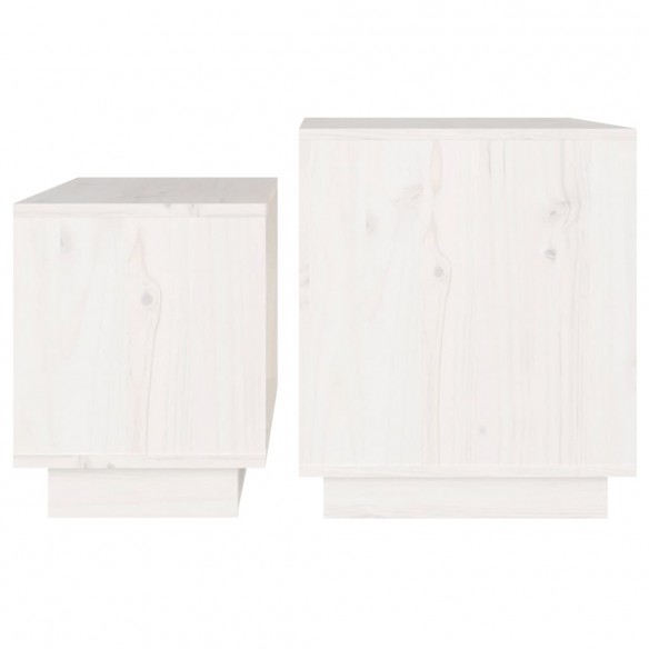 Tables basses gigognes 2 pcs Blanc Bois de pin massif