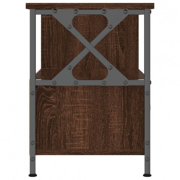 Meuble TV chêne marron 90x33x45 cm bois d'ingénierie et fer