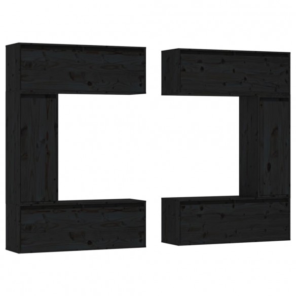 Meubles TV 6 pcs Noir Bois massif de pin